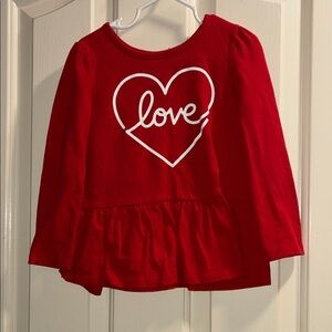 Cat & Jack Red Long Sleeve Heart Love Tee